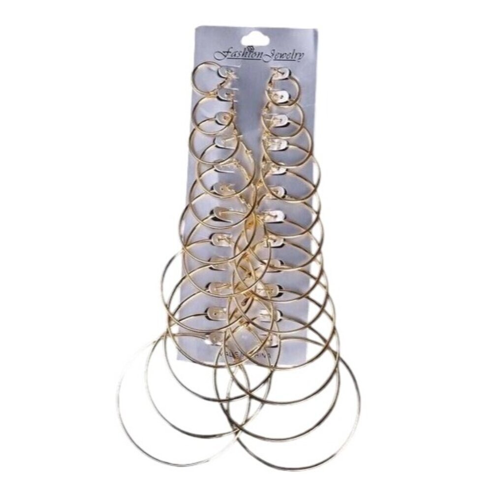 Women’s Gold Alloy Big Hoop Earring Set Drop Earrings Ladies Fashion Accessories